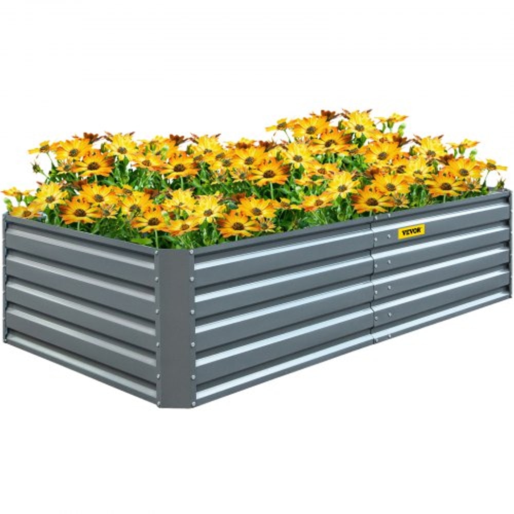 Galvanized Raised Garden Bed, Metal Planter Box for Vegetables, Flowers, Fruits & Herbs, Steel Outdoor Garden Bed Kit