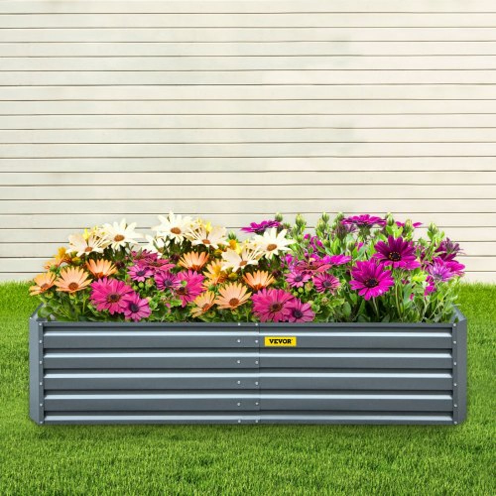 Galvanized Raised Garden Bed, Metal Planter Box for Vegetables, Flowers, Fruits & Herbs, Steel Outdoor Garden Bed Kit
