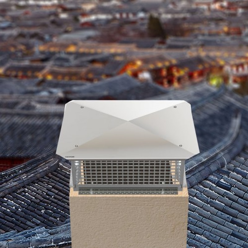 Chimney Cap, Stainless Steel Fireplace Chimney Cover with Adjustable Metal Spark Arrestor, Mesh Flue Cover for Outdoor