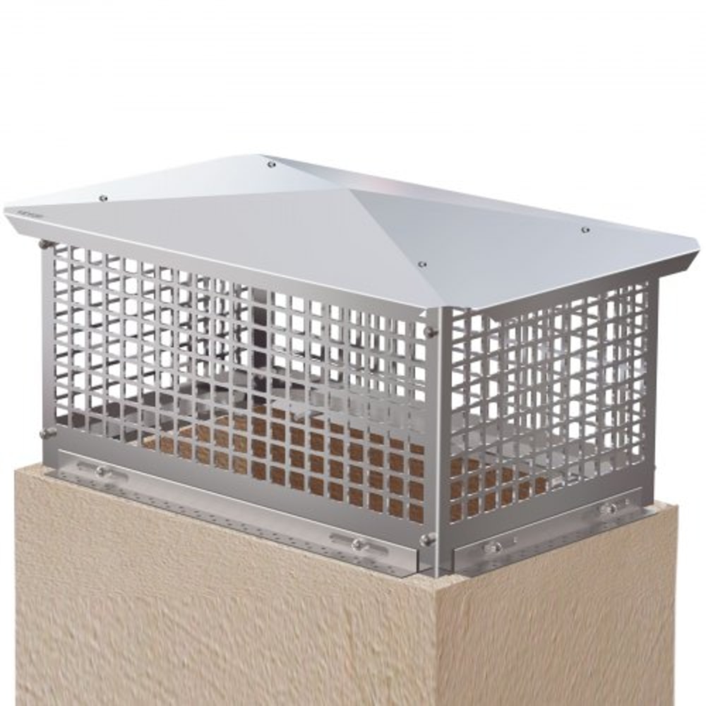 Stainless Steel Chimney Cap, Flue Cover with Bolts & Screws, Adjustable Spark Arrestor for Masonry & Clay Tile Fireplace