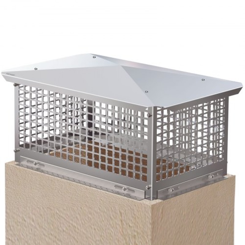 Stainless Steel Chimney Cap, Flue Cover with Bolts & Screws, Adjustable Spark Arrestor for Masonry & Clay Tile Fireplace