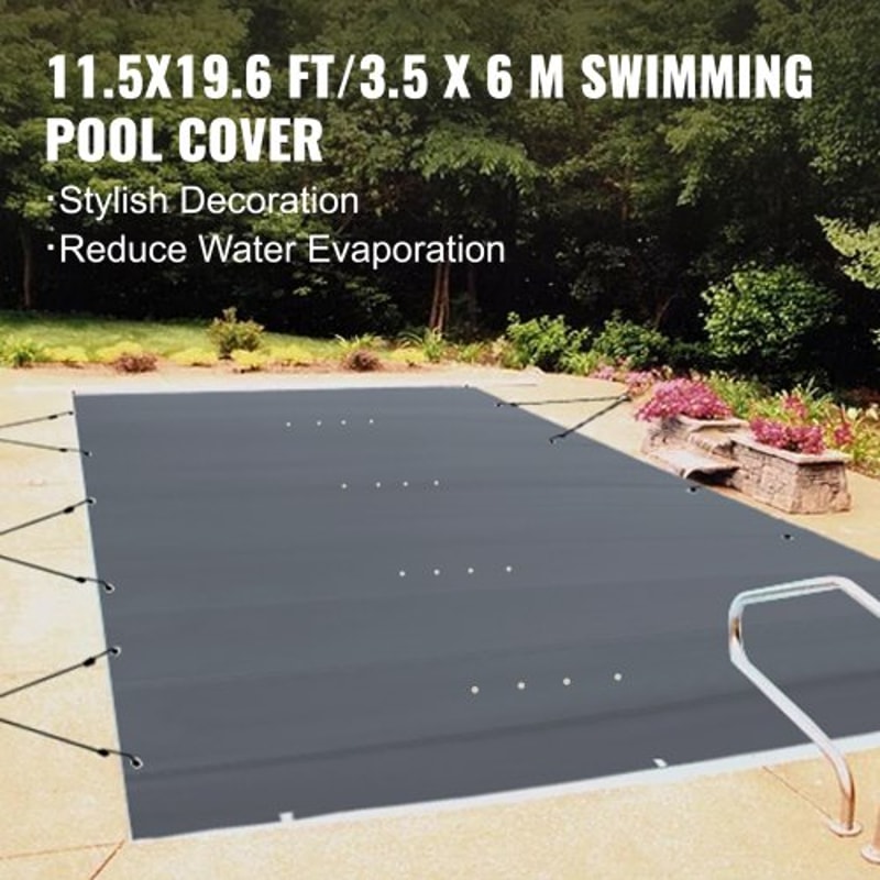 InGround Pool Cover 115x196 Ft Premium PVC Safety Pool Cover With Anchors Drain Holes Reduces Evap 1