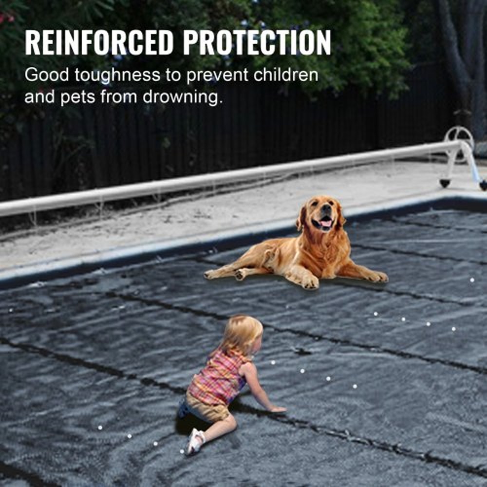 InGround Pool Cover 115x196 Ft Premium PVC Safety Pool Cover With Anchors Drain Holes Reduces Evap 2