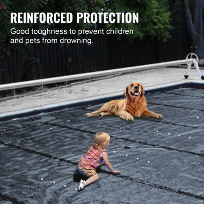 InGround Pool Cover 115x196 Ft Premium PVC Safety Pool Cover With Anchors Drain Holes Reduces Evap 2