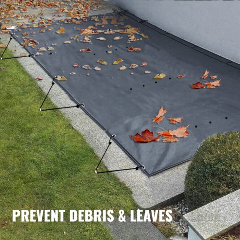 InGround Pool Cover 115x196 Ft Premium PVC Safety Pool Cover With Anchors Drain Holes Reduces Evap 4