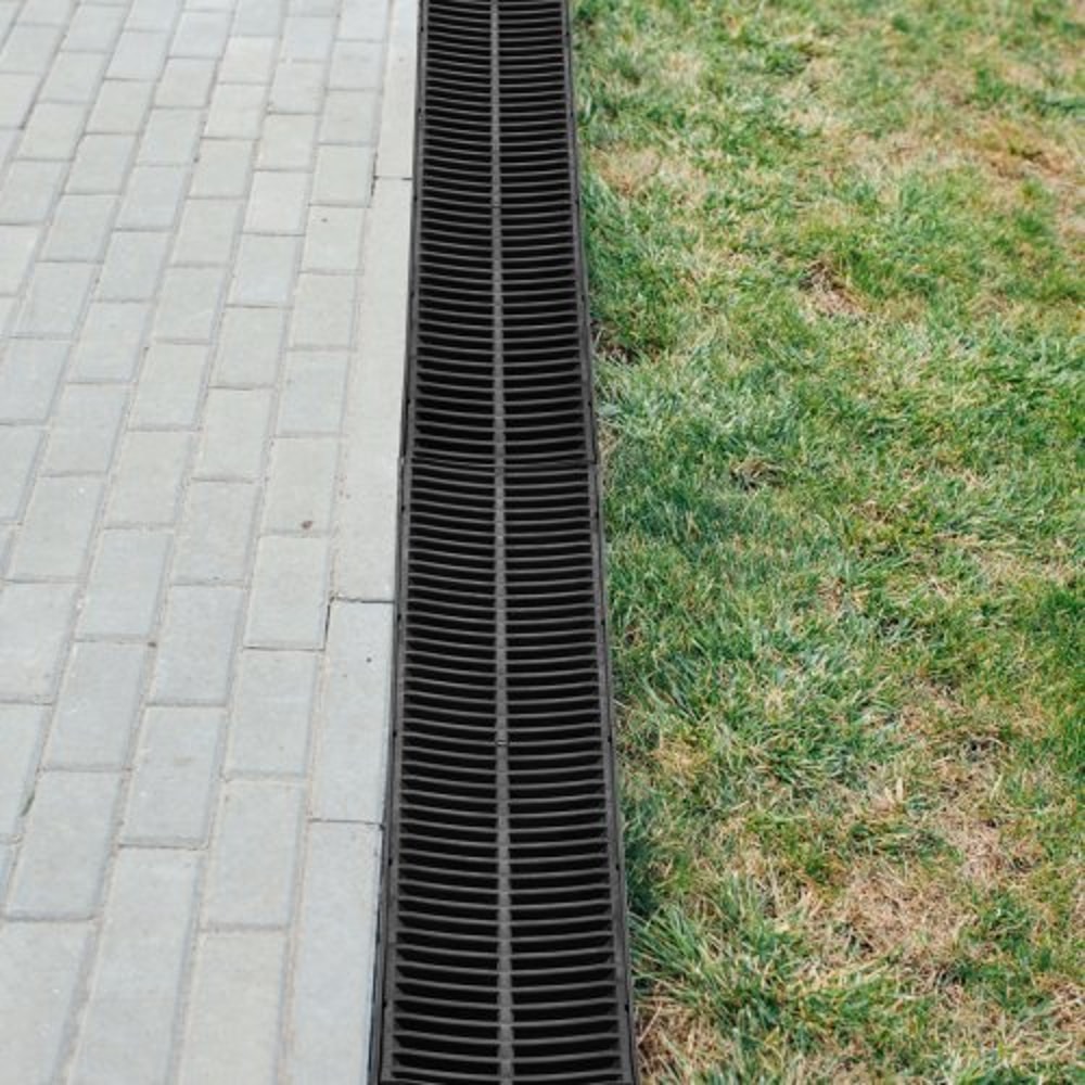 5Pack Plastic Trench Drain System 57x31Inch HDPE Channel Drain With Grates End Caps HeavyDuty Wat 0