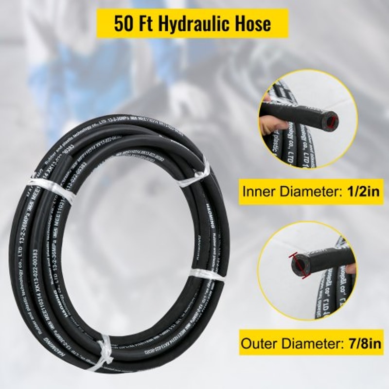 50ft Hydraulic Hose 12 ID 5000 PSI Flexible Oil Hose With 2 Steel Wire Braids Durable TemperatureRe 2