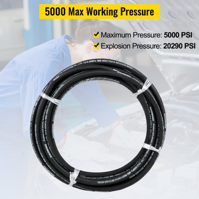 50ft Hydraulic Hose 12 ID 5000 PSI Flexible Oil Hose With 2 Steel Wire Braids Durable TemperatureRe 3