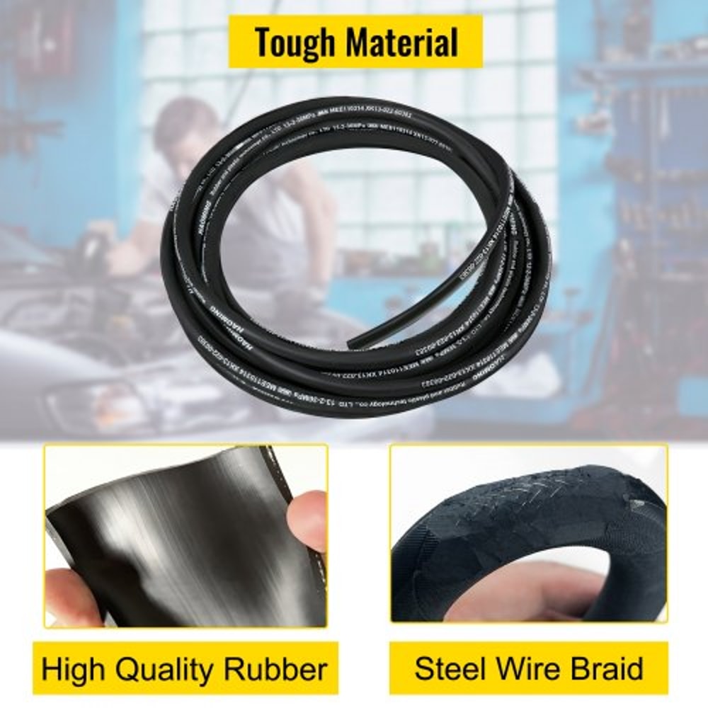 50ft Hydraulic Hose 12 ID 5000 PSI Flexible Oil Hose With 2 Steel Wire Braids Durable TemperatureRe 4