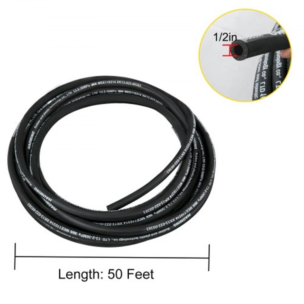 50ft Hydraulic Hose 12 ID 5000 PSI Flexible Oil Hose With 2 Steel Wire Braids Durable TemperatureRe 7
