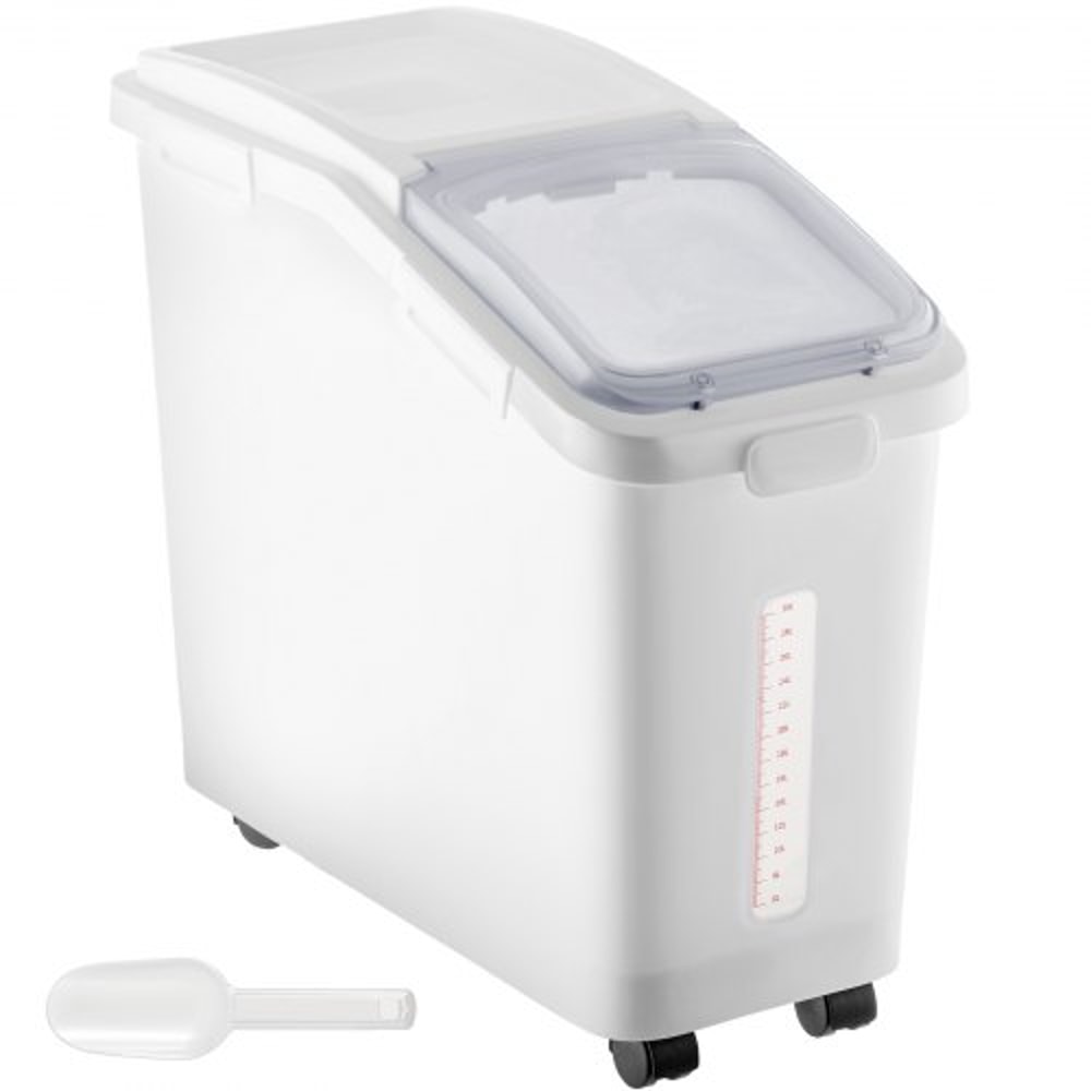 114 Gallon Capacity Shelf Ingredient Bin 280 Cup Flour Storage With Wheels Airtight Lid Scoop 1