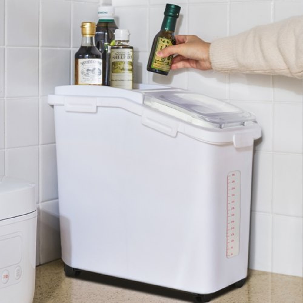 114 Gallon Capacity Shelf Ingredient Bin 280 Cup Flour Storage With Wheels Airtight Lid Scoop 0
