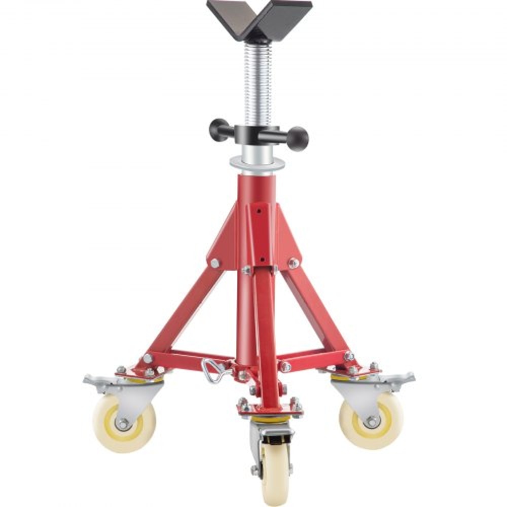 Portable Pipe Jack Stand with Casters, 20-37 Inch Adjustable Height, 882 LB Capacity, V-Head Support for 1/8 to 12 Inch