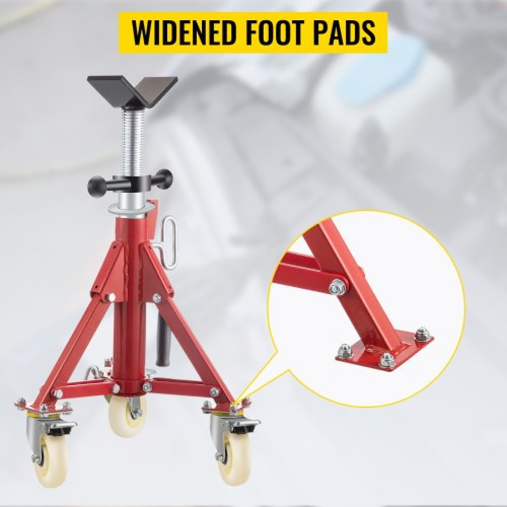Portable Pipe Jack Stand with Casters, 20-37 Inch Adjustable Height, 882 LB Capacity, V-Head Support for 1/8 to 12 Inch