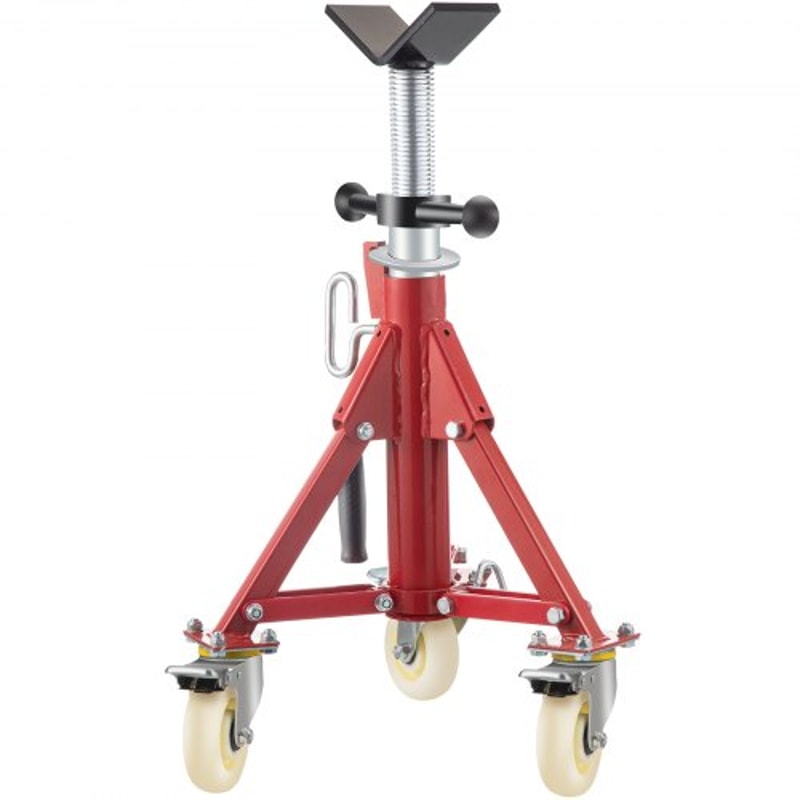 Portable Pipe Jack Stand with Casters, 20-37 Inch Adjustable Height, 882 LB Capacity, V-Head Support for 1/8 to 12 Inch