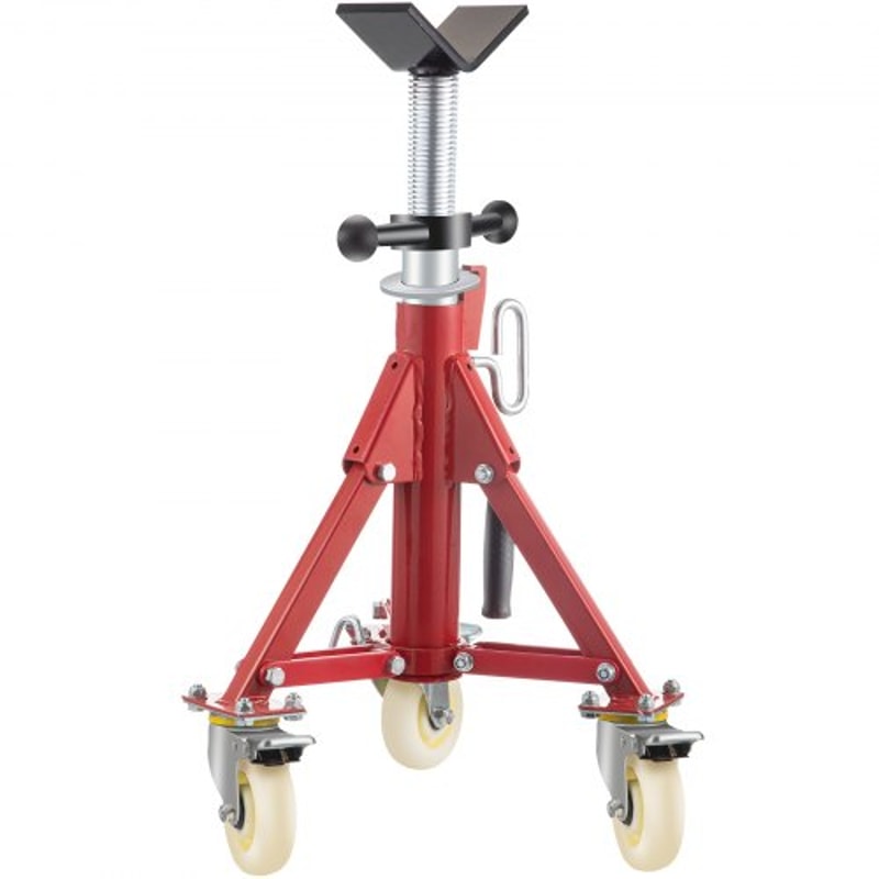 Portable Pipe Jack Stand with Casters, 20-37 Inch Adjustable Height, 882 LB Capacity, V-Head Support for 1/8 to 12 Inch