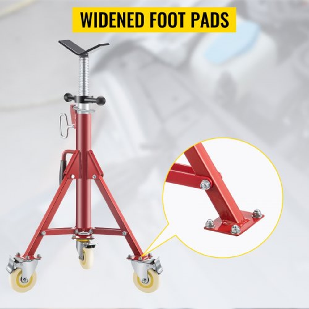 V Head Pipe Stand Adjustable Height 2852 Inch 882 LB Capacity With Casters Folding Portable Steel J 6