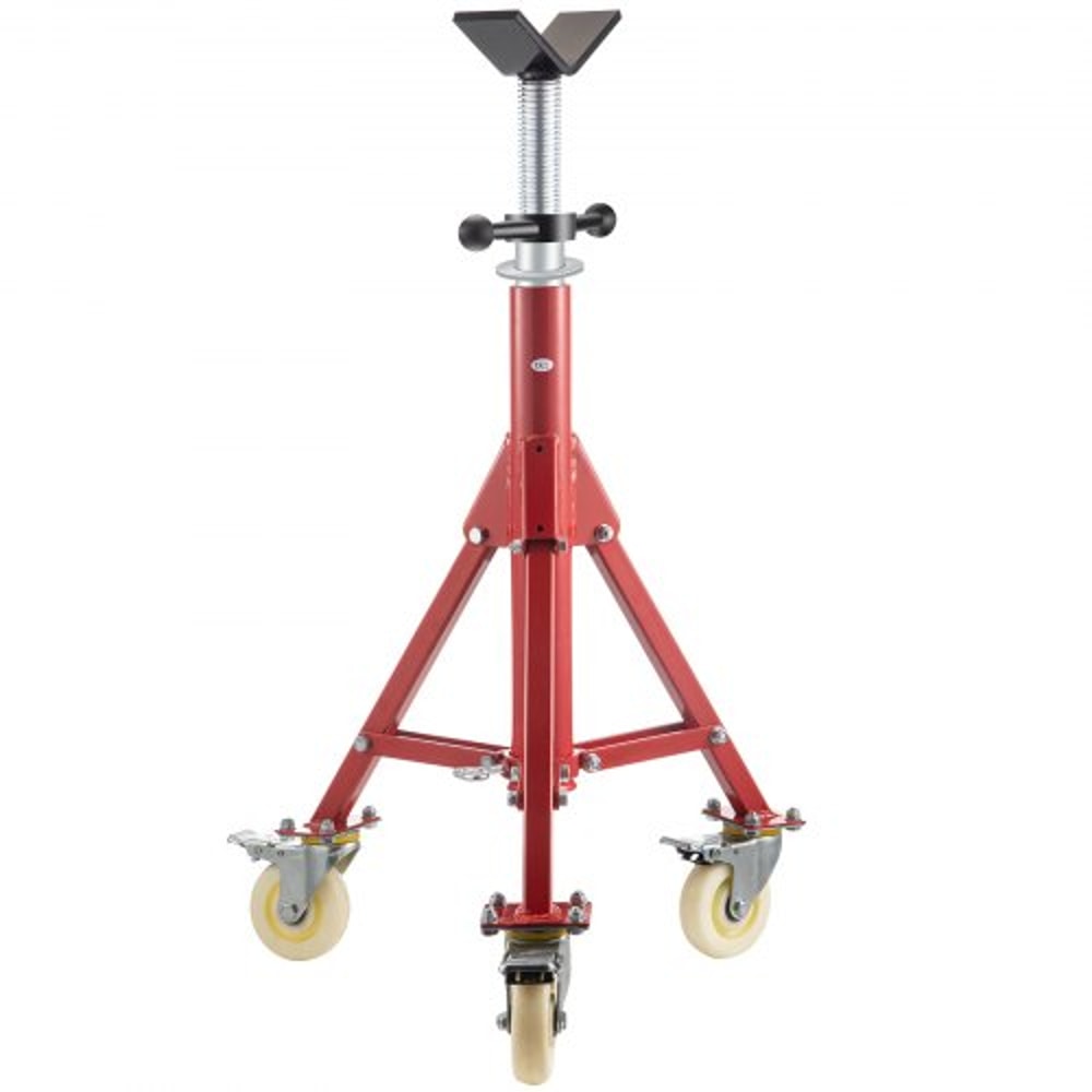 V Head Pipe Stand Adjustable Height 2852 Inch 882 LB Capacity With Casters Folding Portable Steel J 9