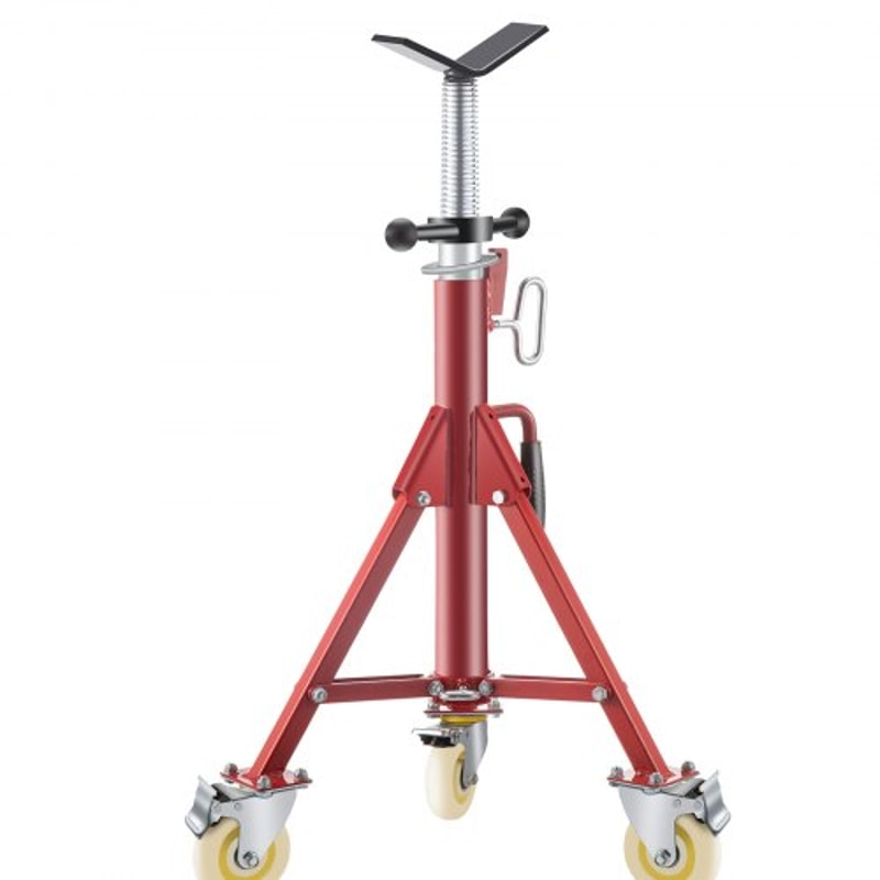 V Head Pipe Stand Adjustable Height 2852 Inch 882 LB Capacity With Casters Folding Portable Steel J 10