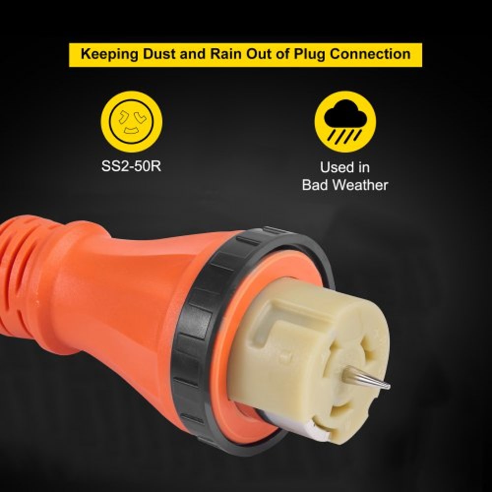 20FT 50AMP Generator Extension Cord ETL Certified 12000W Pure Copper Cable SS250P To SS250R Twist L 4