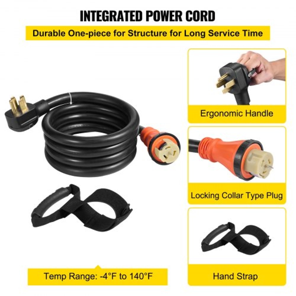 20FT 50AMP Generator Extension Cord ETL Certified 12000W Pure Copper Cable SS250P To SS250R Twist L 6