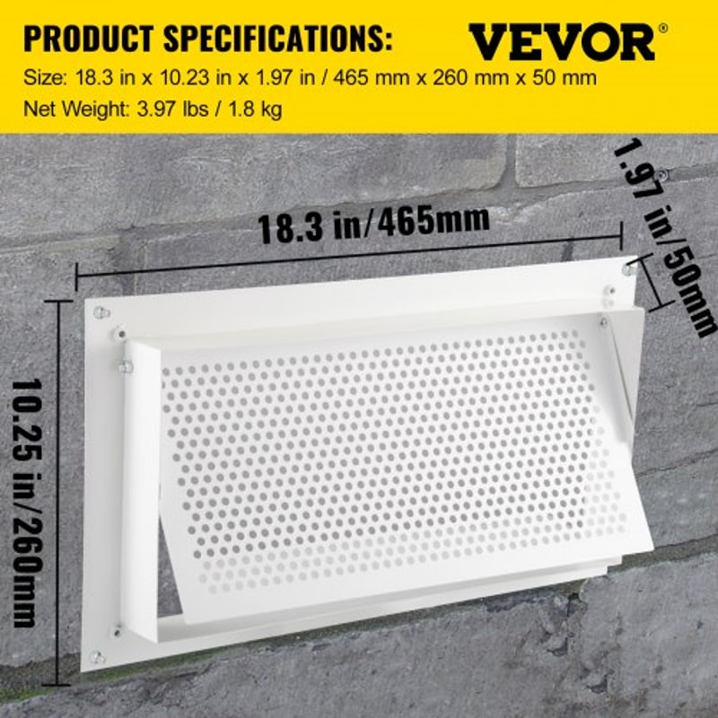 Foundation Flood Vent for Crawl Spaces & Garages, Wall-Mounted Hydrostatic Pressure Relief Vent tPrevent Damage