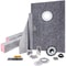 Shower Curb Kit with PVC Offset Bonding Flange, Stainless Steel Grate, Cuttable Curbs & Trowel, Watertight Shower Pan