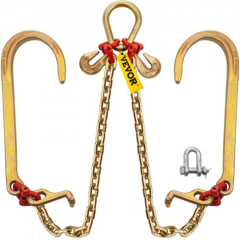 Grade V Bridle Chain, Heavy-Duty Tow Chain with High lbs Break Strength, TJ Hook, Crab Hook, Pear Link & Chain Shortener