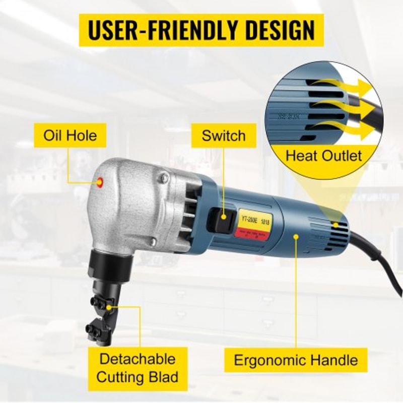Sheet Metal Nibbler, Electric Metal Nibbler 1800RPM High Speed Rotor, Metal Nibbler Cutter with Replaced Blades, Storage