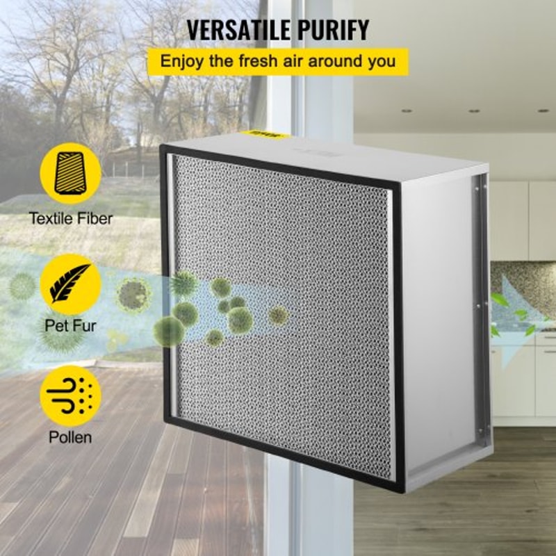 HEPA Replacement Filter, True HEPA Pleated Air Filter with Galvanized Frame, Standard Filter Compatible with HEPA Filter