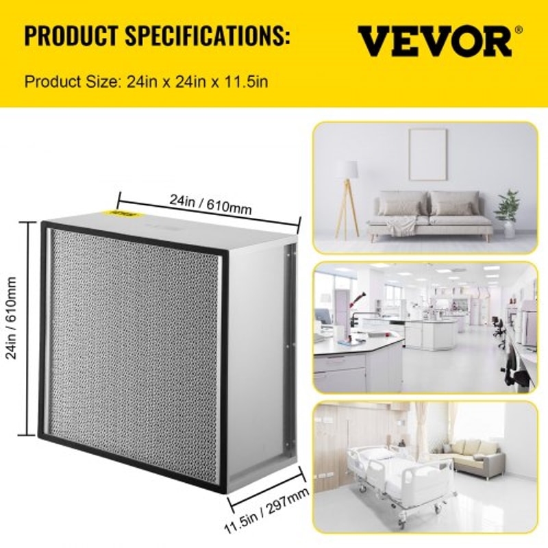 HEPA Replacement Filter, True HEPA Pleated Air Filter with Galvanized Frame, Standard Filter Compatible with HEPA Filter