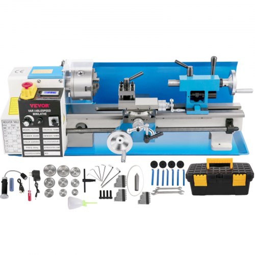 Precision Mini Wood & Metal Bench Lathe 550W Turning Machine, Variable Speed, Heavy-Duty Gear, Professional Threading