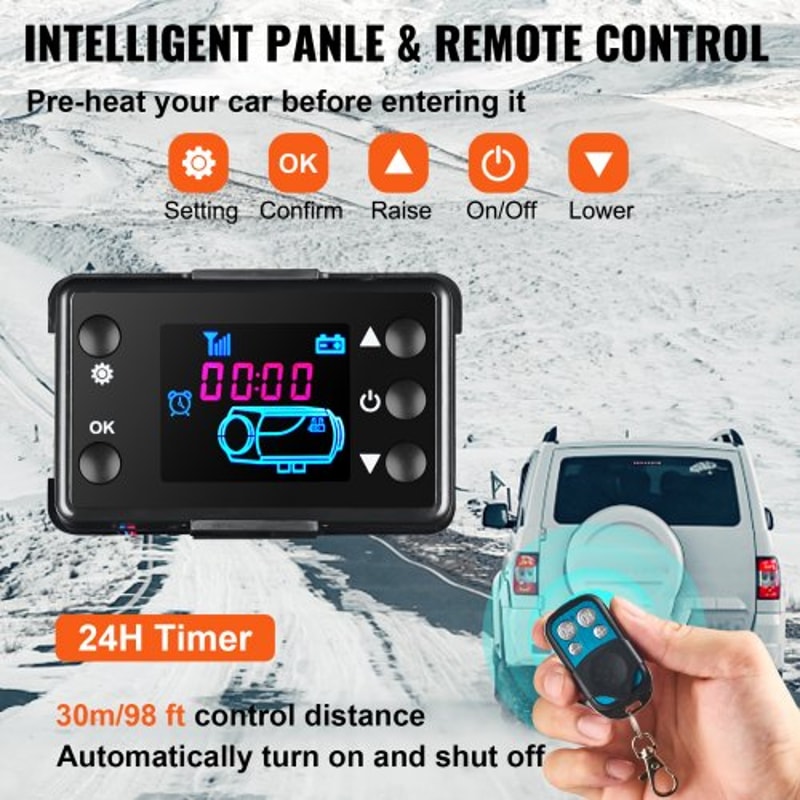 Diesel Air Heater All in One, Diesel Parking Heater with Silencer & Remote Control LCD Switch for RV, Motorhome, Bus