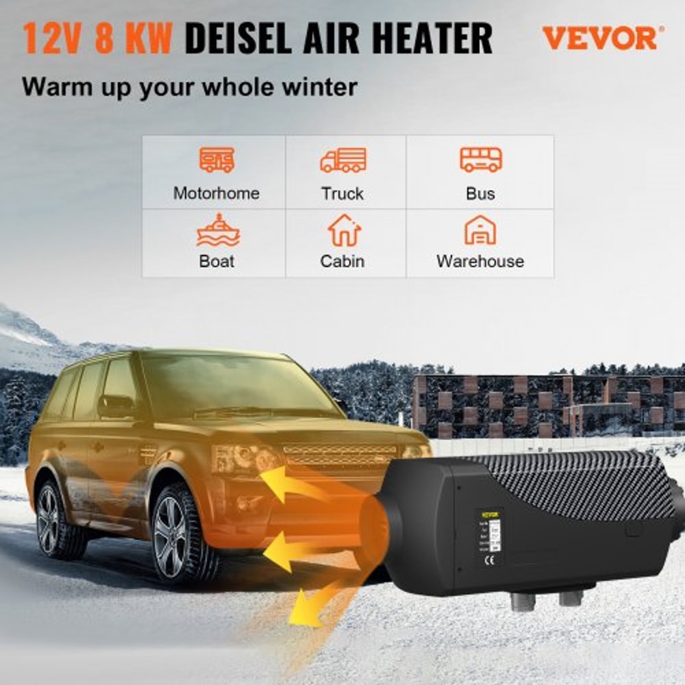 Diesel Air Heater Muffler, Remote Control Diesel Parking Heater with LCD Switch for Cars, Trucks, Motor-home, Boat & Bus