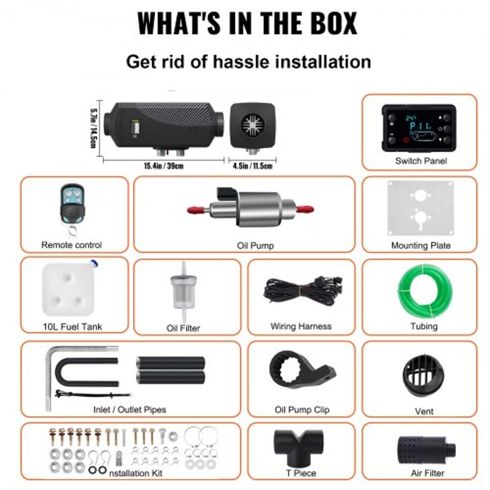 Diesel Air Heater Muffler, Remote Control Diesel Parking Heater with LCD Switch for Cars, Trucks, Motor-home, Boat & Bus