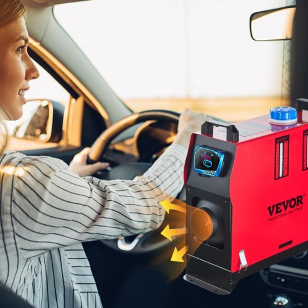 All-in-One Diesel Air Heater, Outlet Remote Control Parking Heater with Silencer & Blue LCD for RV, Trucks, Buss