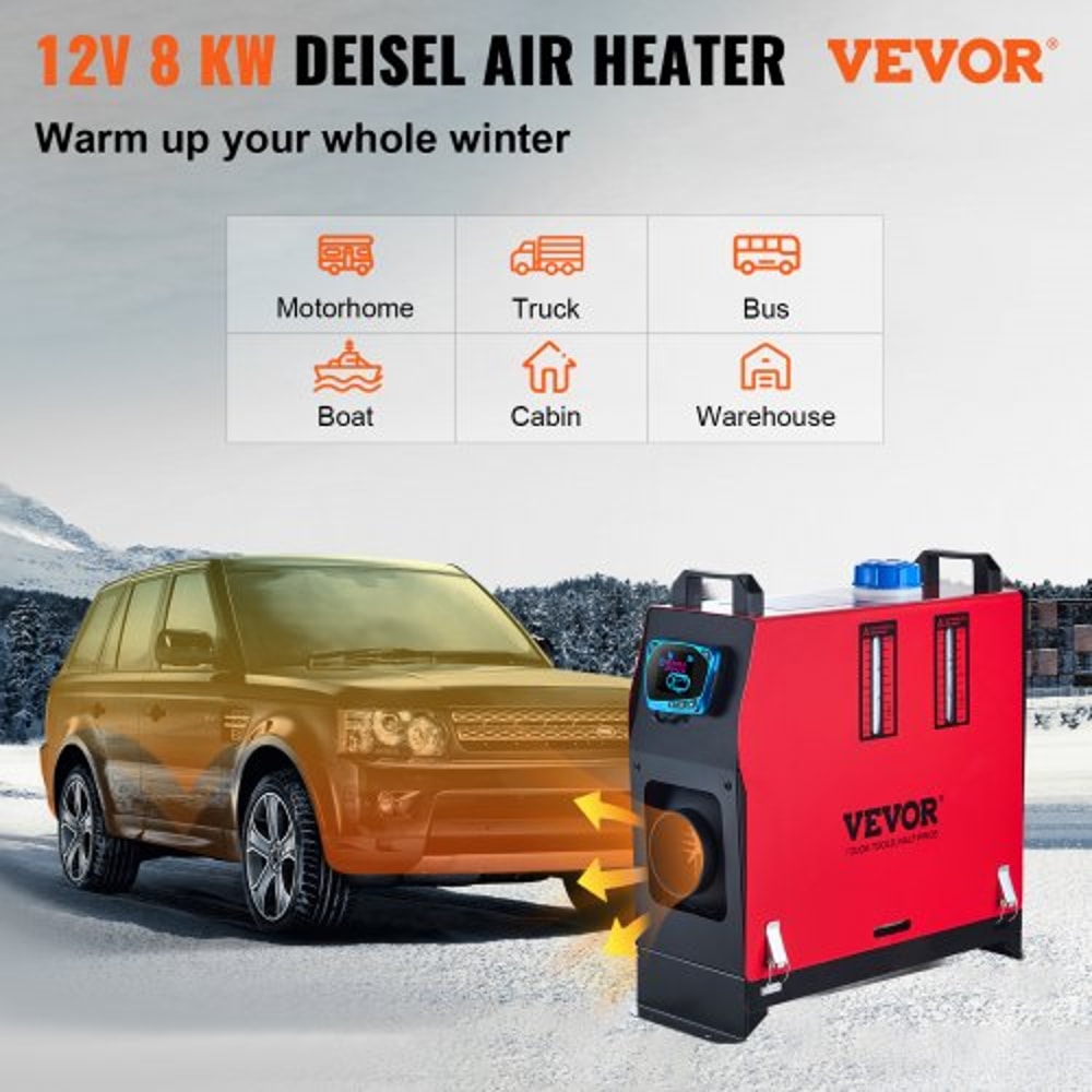 Diesel Air Heater All-in-One, Remote Control & LCD Switch, Muffler Silencer for Car, Bus, Trucks, RV, Motorhome & Boats