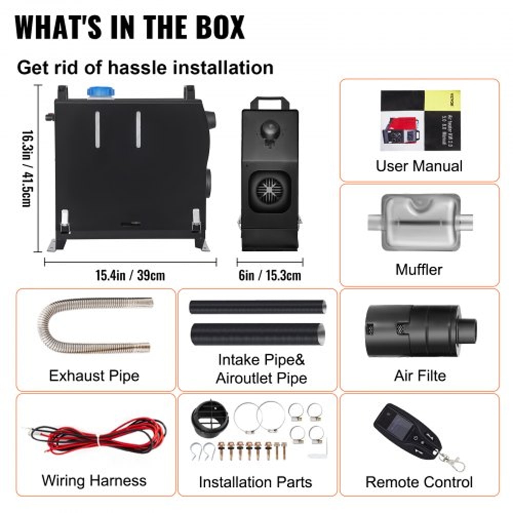 Diesel Air Heater All in One, Diesel Parking Heater with Muffler for Car, Vans, Truck, RV, Boats, Trailer, Motorhome