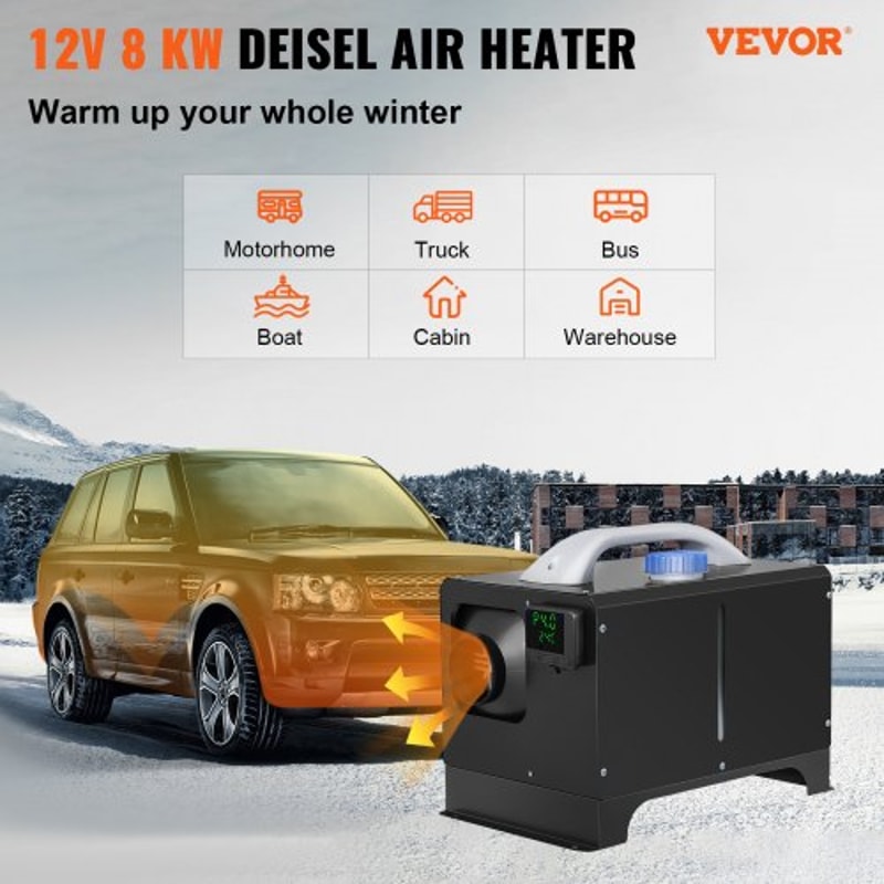 All-in-One Diesel Air Heater with Remote & LCD, Quiet, Fast Heating Parking Heater for RVs, Trucks, Boats, Buses, Cars