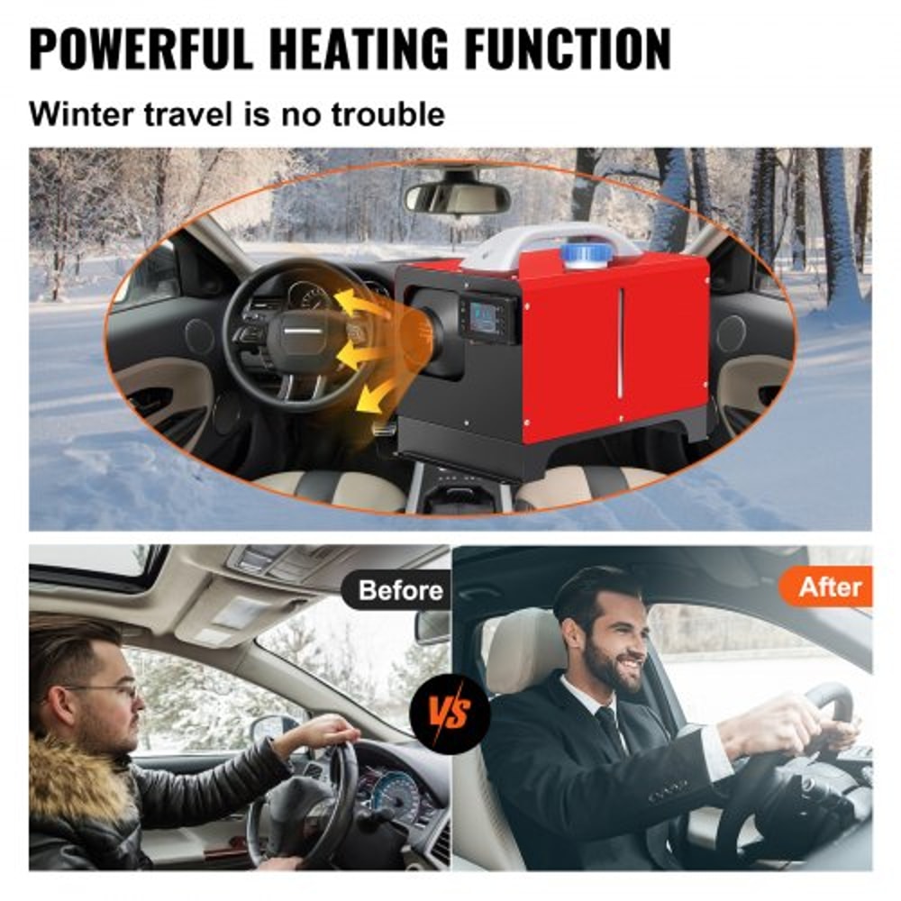 Diesel Air Heater, All-in-One Parking Heater with Black LCD & Remote Control, Fast Heating Mini Truck Heater for RV