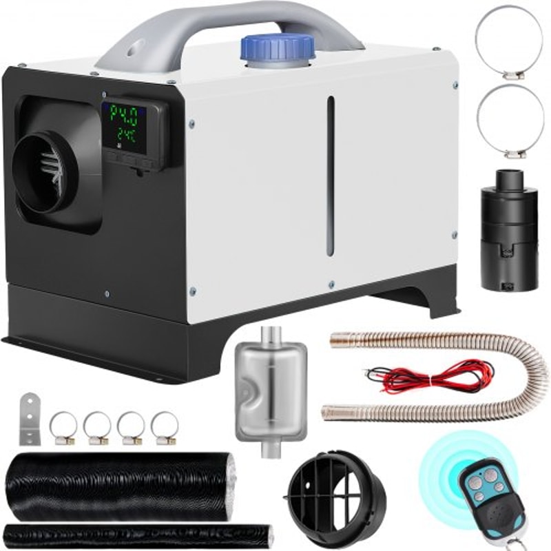 Diesel Air Heater Parking Heater Truck Heater with One Air Outlet, Black LCD Switch & Remote Control, Fast Heating