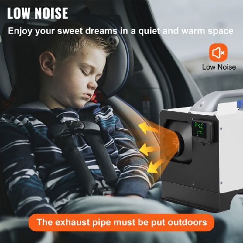 Diesel Air Heater Parking Heater Truck Heater with One Air Outlet, Black LCD Switch & Remote Control, Fast Heating