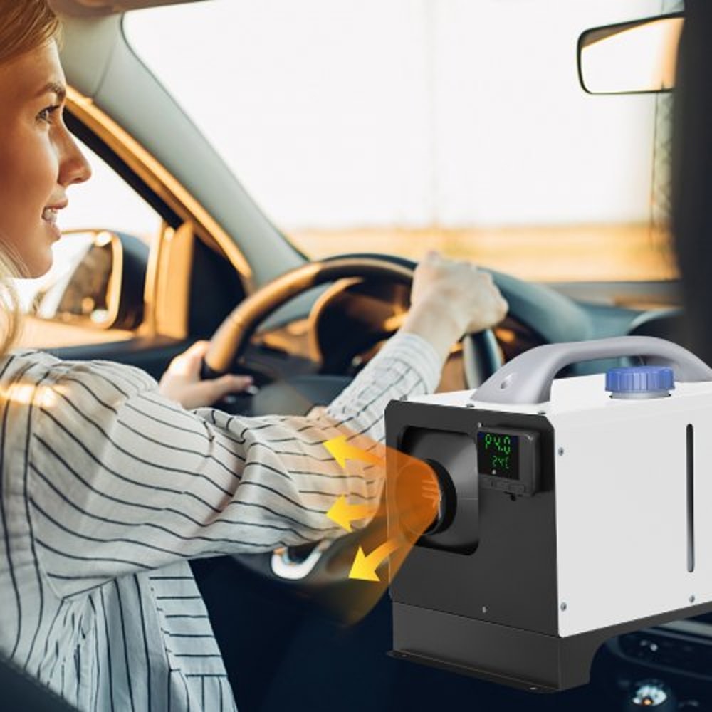 Diesel Air Heater Parking Heater Truck Heater with One Air Outlet, Black LCD Switch & Remote Control, Fast Heating