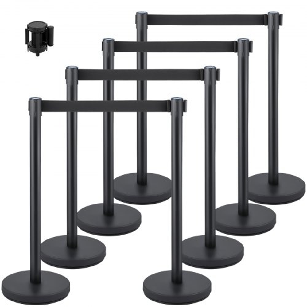 Crowd Control Barrier Stanchion Posts with Queue Pole Retractable Belt, Durable Stainless Steel Crowd Management Set