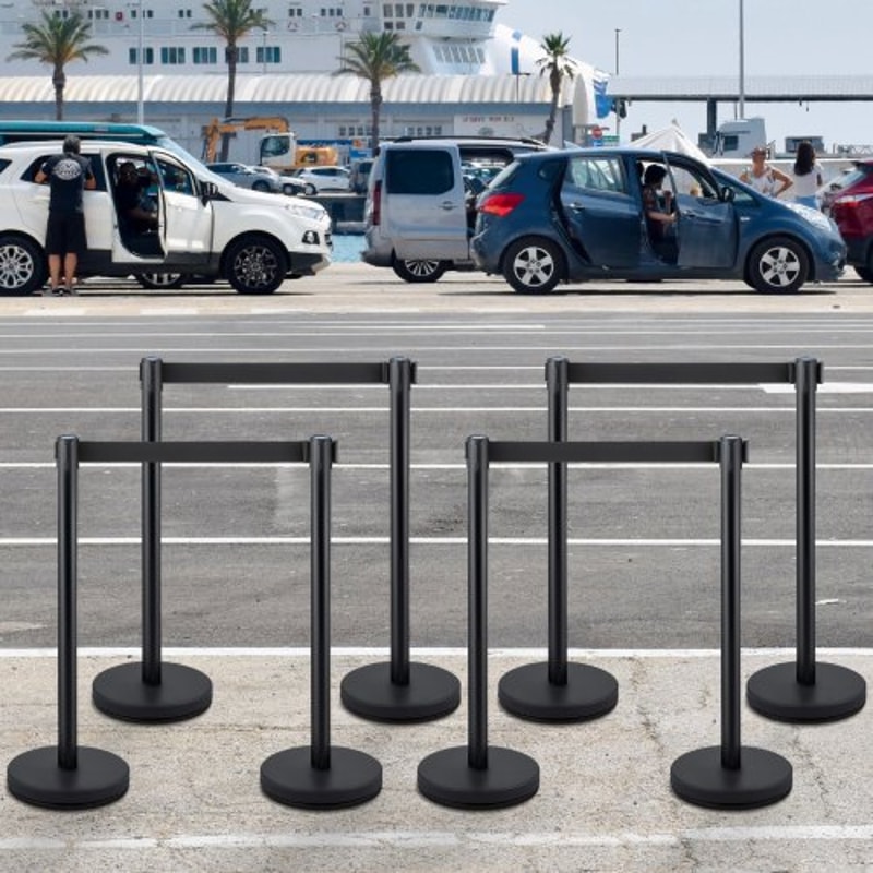 Crowd Control Barrier Stanchion Posts with Queue Pole Retractable Belt, Durable Stainless Steel Crowd Management Set