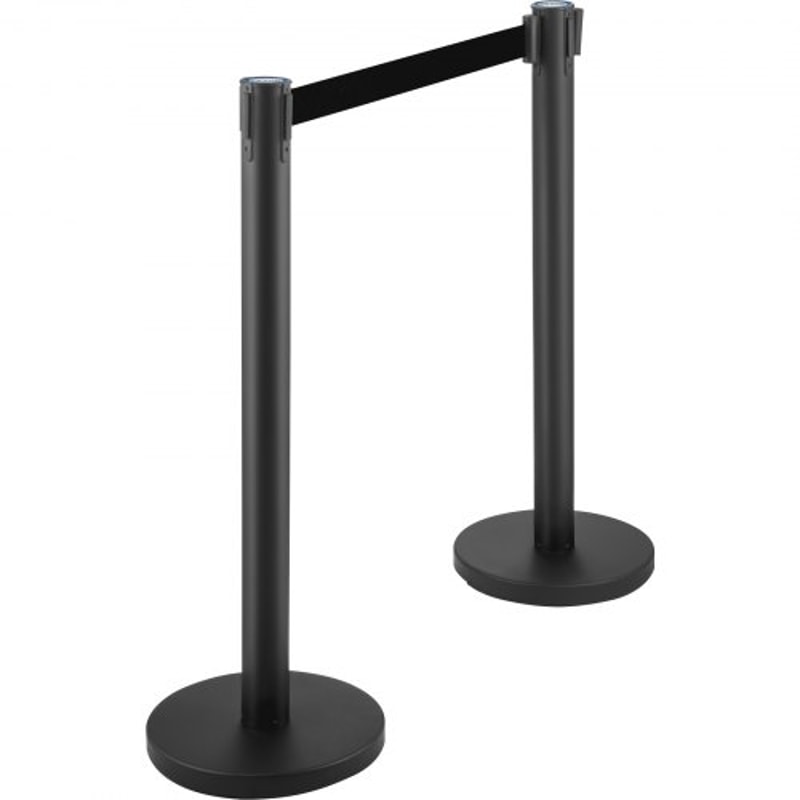 Crowd Control Barrier Stanchion Posts with Queue Pole Retractable Belt, Durable Stainless Steel Crowd Management Set