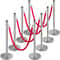 Crowd Control Stanchion Set, Silver Stainless Steel Barrier with Red Velvet Rope & Weighted Metal Base, Quick Setup