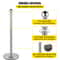 Crowd Control Stanchion Set, Silver Stainless Steel Barrier with Red Velvet Rope & Weighted Metal Base, Quick Setup