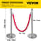 Crowd Control Stanchion Set, Silver Stainless Steel Barrier with Red Velvet Rope & Weighted Metal Base, Quick Setup