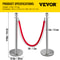 Crowd Control Stanchion Set, Silver Stainless Steel Barrier with Red Velvet Rope & Weighted Metal Base, Quick Setup